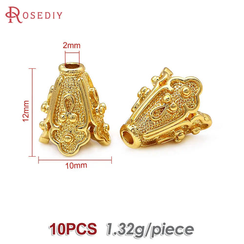 10PCS 18K Gold Color Brass Speaker Shape Beads Caps High Quality Diy