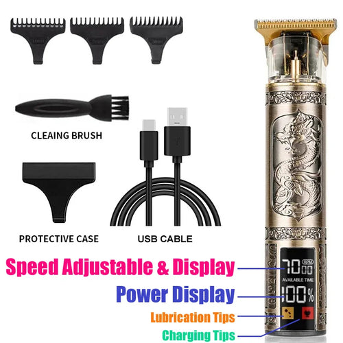 2026 T9 Vintage Hair Clipper Cordless Electric USB Fast Charging