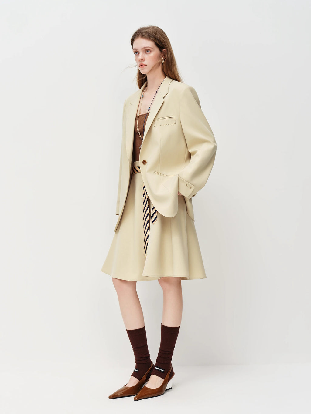 FSLE【Premium Series】Women's Relaxed Fit Blazer Loose Suit Jacket Skirt