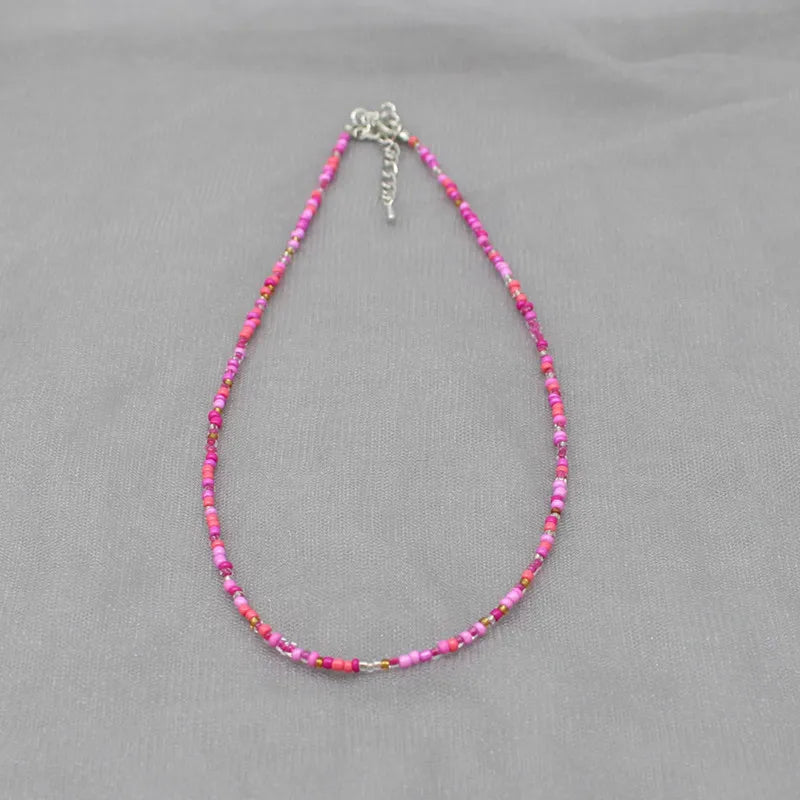 Simple Seed Beads Strand Choker Necklace Women String Collar Charm