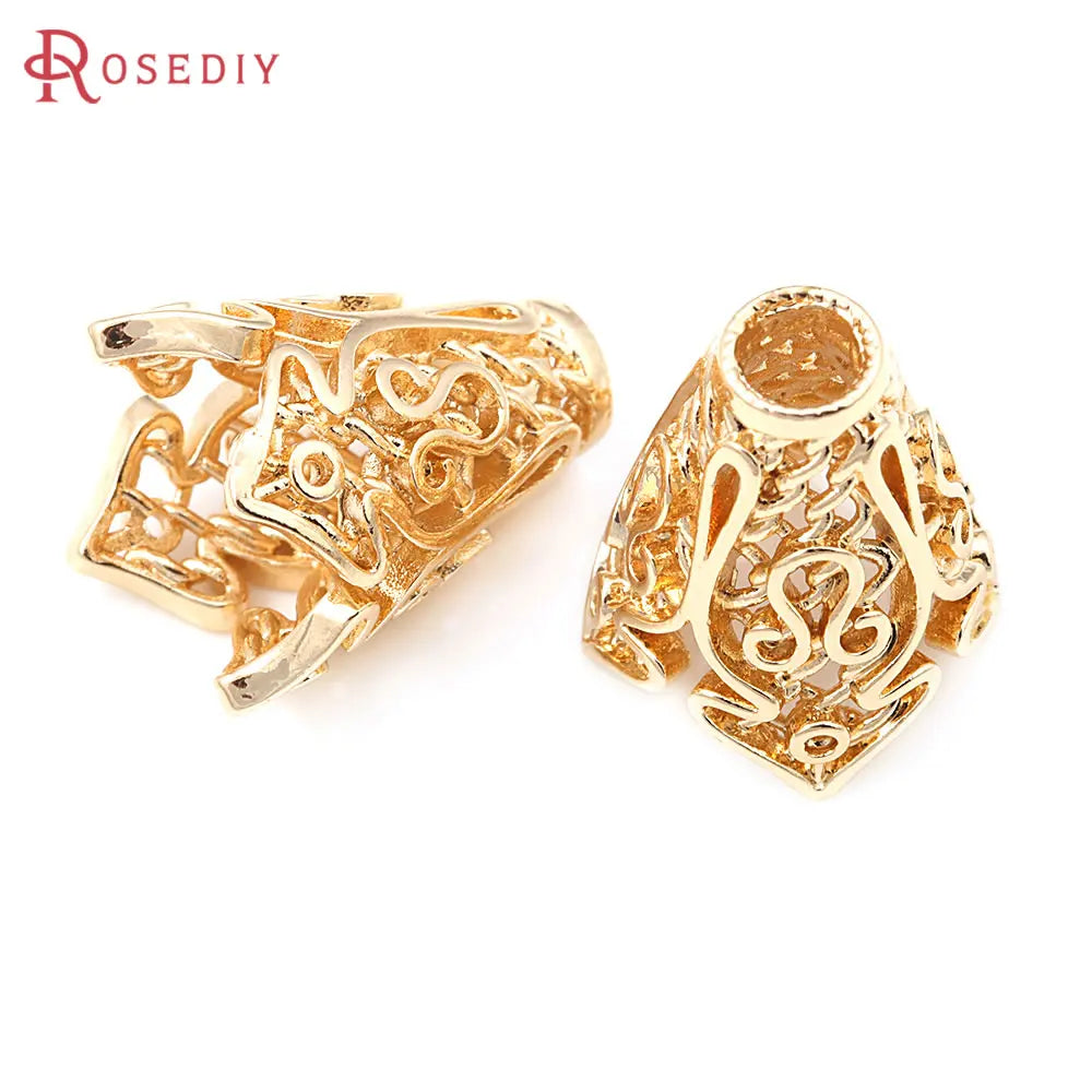 10PCS 18K Gold Color Brass Speaker Shape Beads Caps High Quality Diy