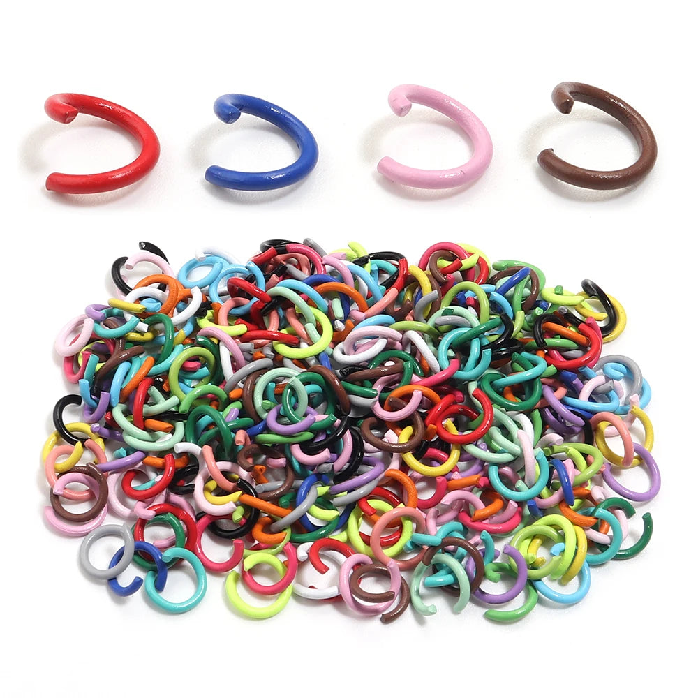 200pcs 8mm Open Jump Rings Colorful Metal Iron Split Single Rings