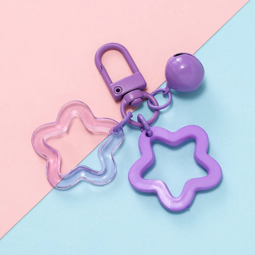 1pc Acrylic Star Keychains with Small Bell Shaped Hollow Pentagram