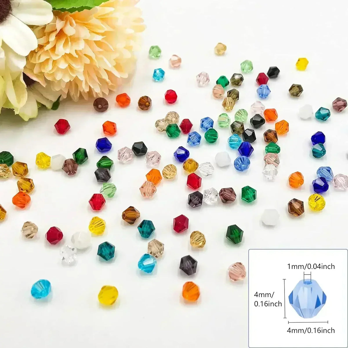 100PCS 4MM Shiny Faceted Austria Crystal Beads Bicone Beads Loose