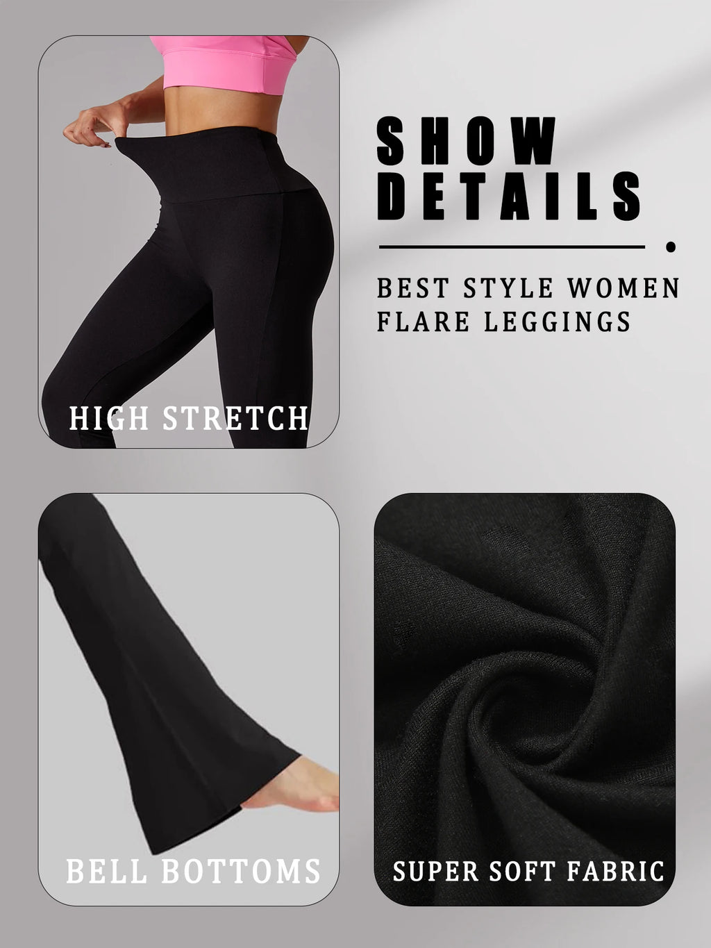 Plus Size Women's Super Soft High Waisted Flare Pants, Leggings Tummy