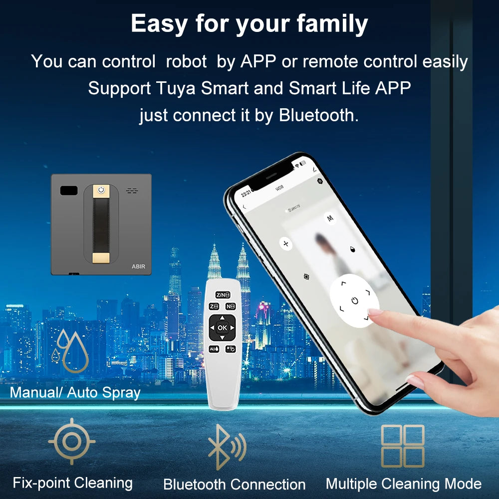 Robot Window cleaner ABIR WD8,Dual Water Spray,Smart Memory,High
