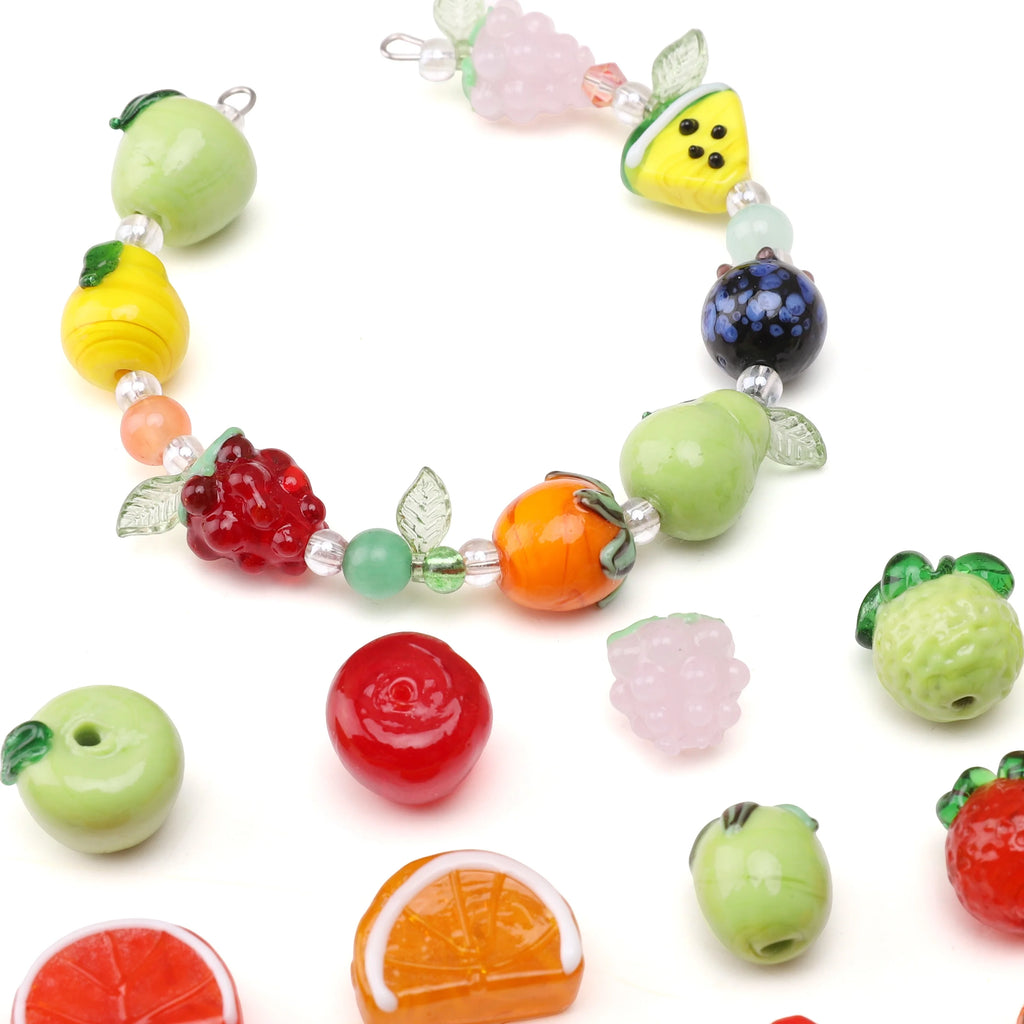 Fruit Beads Gass Beads Cute Loose Spacer Beading Lemon for Earring