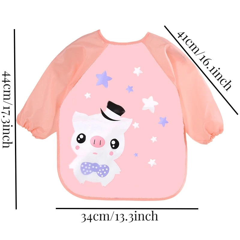 Waterproof EVA Full Sleeve Baby Bibs Children Apron Long Sleeve