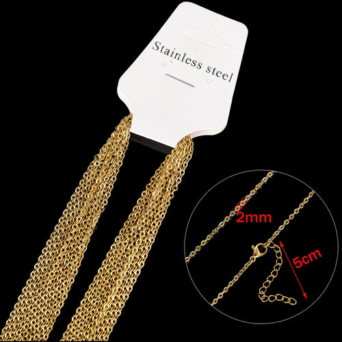 10pcs 45+5cm Gold Plated Stainless Steel Link Chain Necklace with