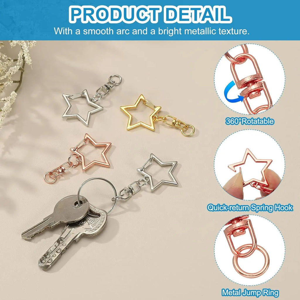 5/15/25/50 Sets Star Shaped Snap Keychain Lobster Claw Clasp with