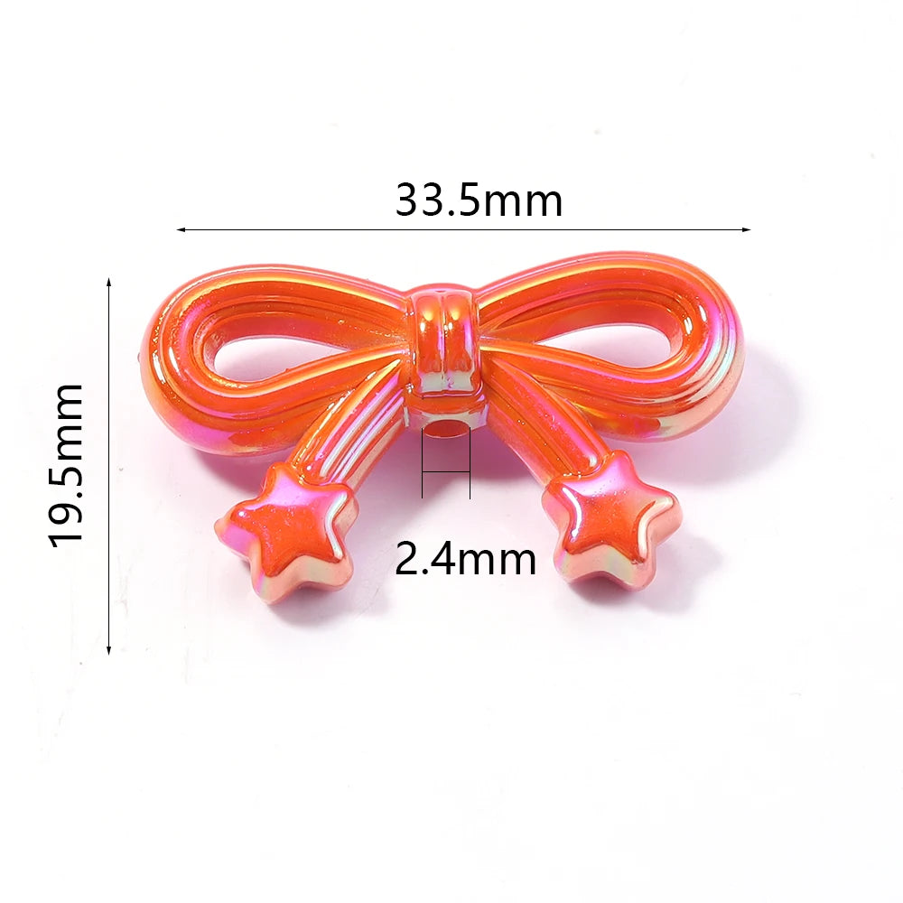 10pcs/lot Colorful Bow Acrylic Beads Sweet Bowknot Charms Loose Spacer