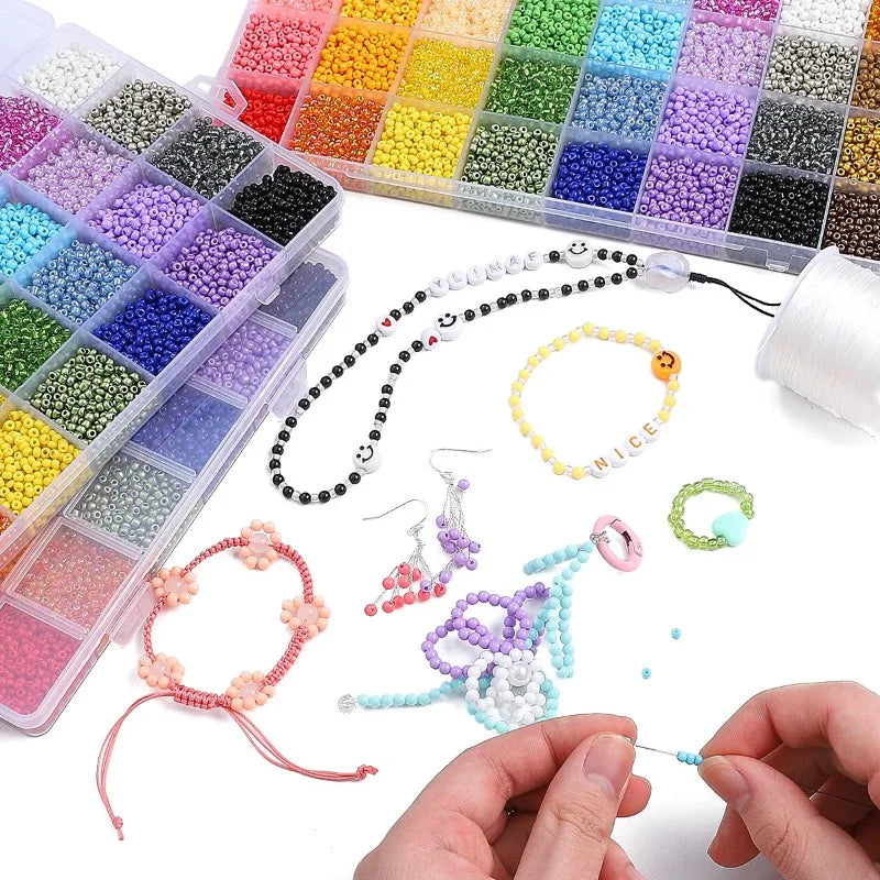 About 5200Pcs24 Grid Rice Bead Box Handmade DIY Jewelry Bracelet