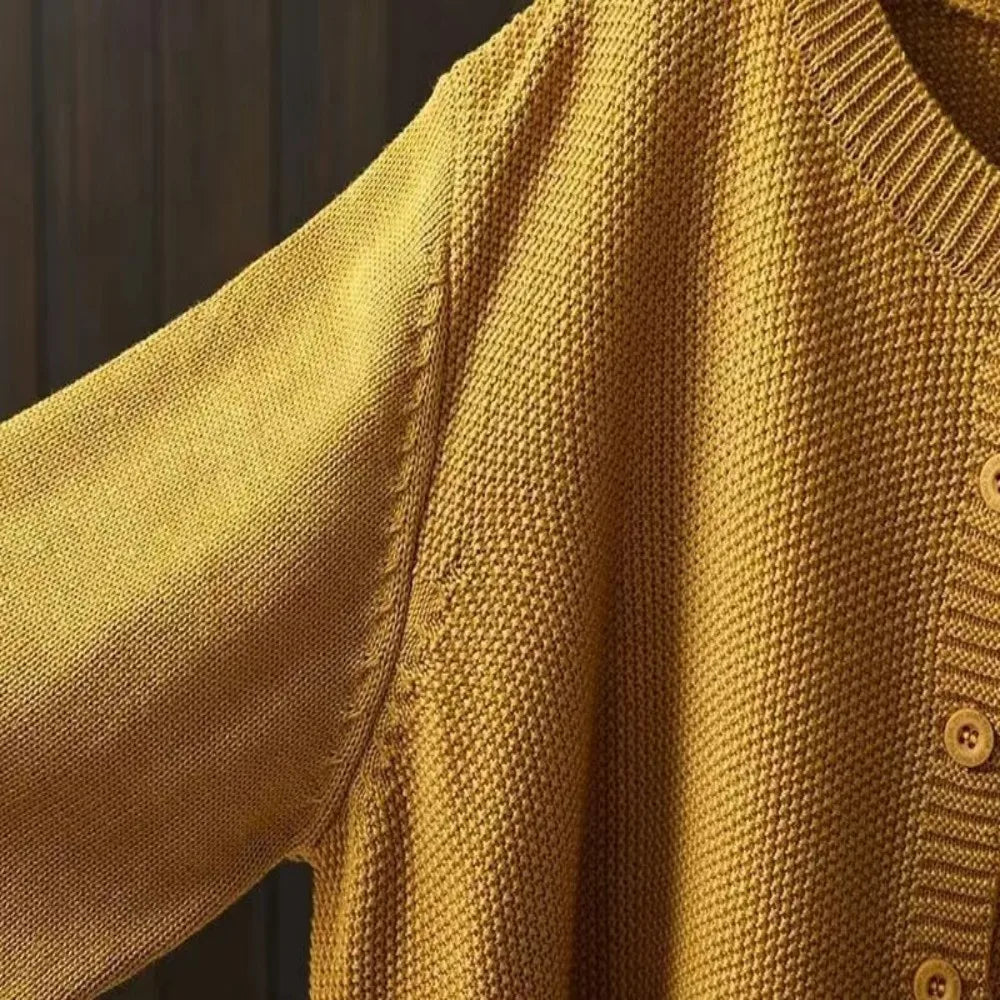 Plus Size Women's Casual Spring Autumn Knit Cardigan Coat With Pockets