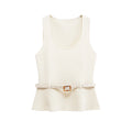Women's Casual Summer Outfit Elegant Two-Piece Set Knit Tanks Midi