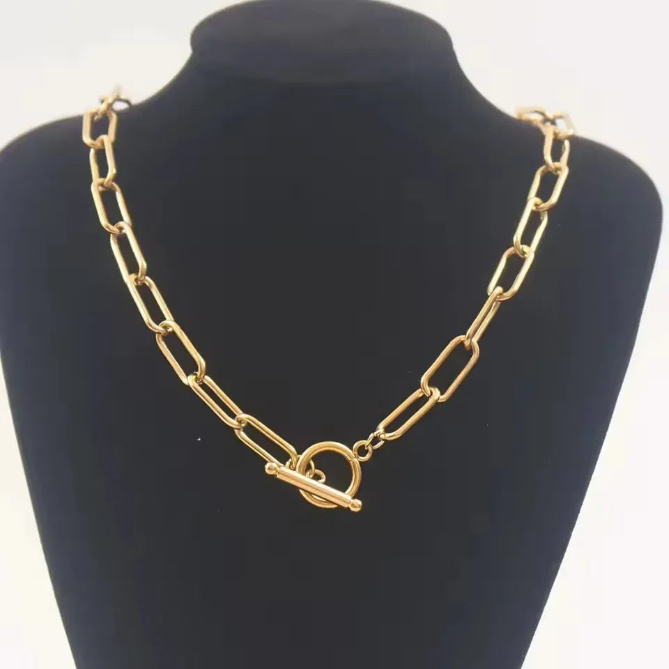 Toggle Clasp Choker Women's Stainless Steel Necklace collar Collier