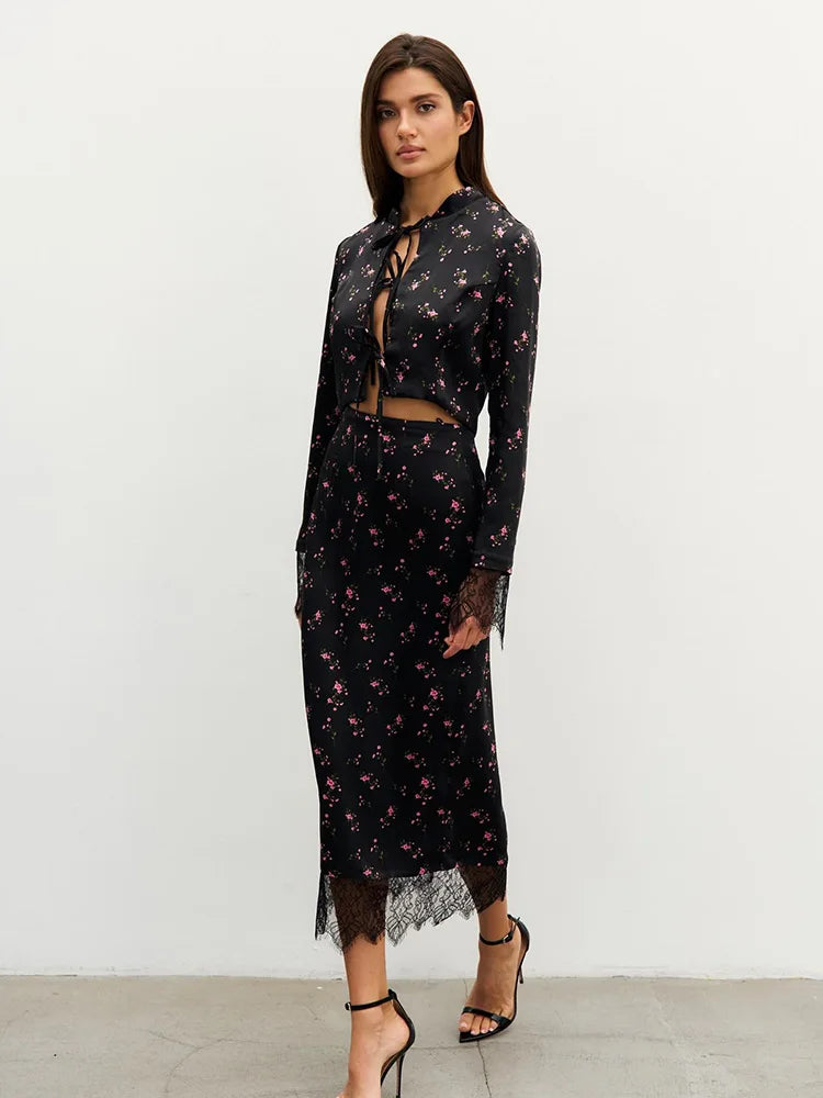 CNYISHE Prints Suits 2-Pieces(Tops+Skirts) Women Sets Fashion Casual