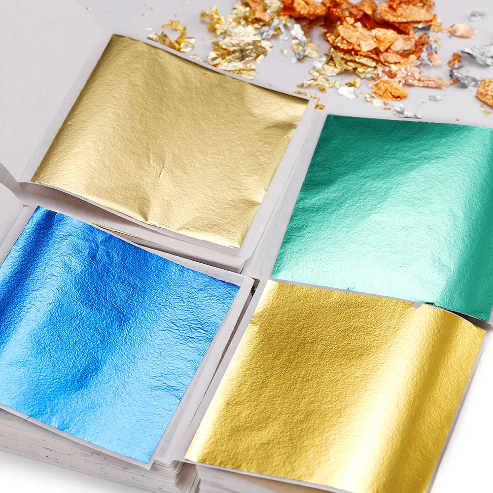100sheets Imitation Gold Foil Paper Leaf Gilding DIY Epoxy Resin