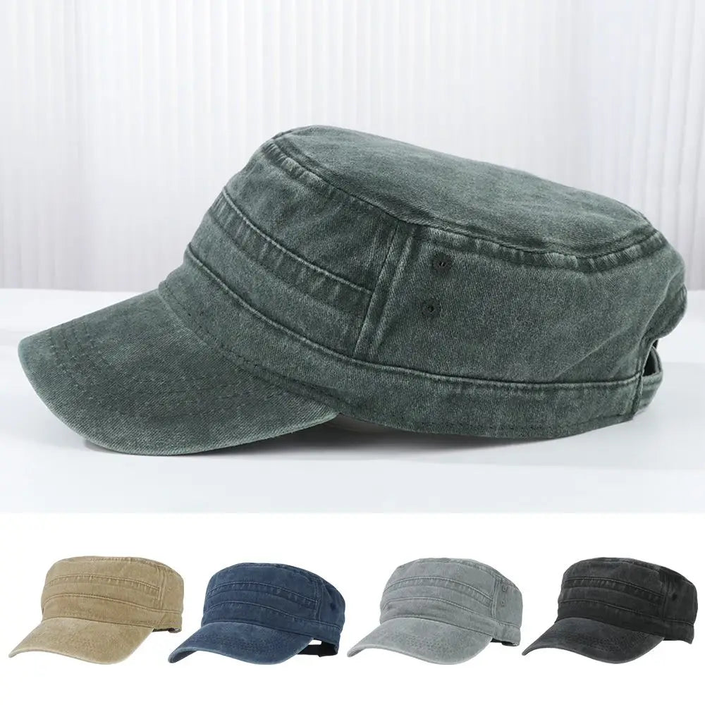 Big Head Man Large Size Pure Cotton Army Flat Cap Outdoors Baseball