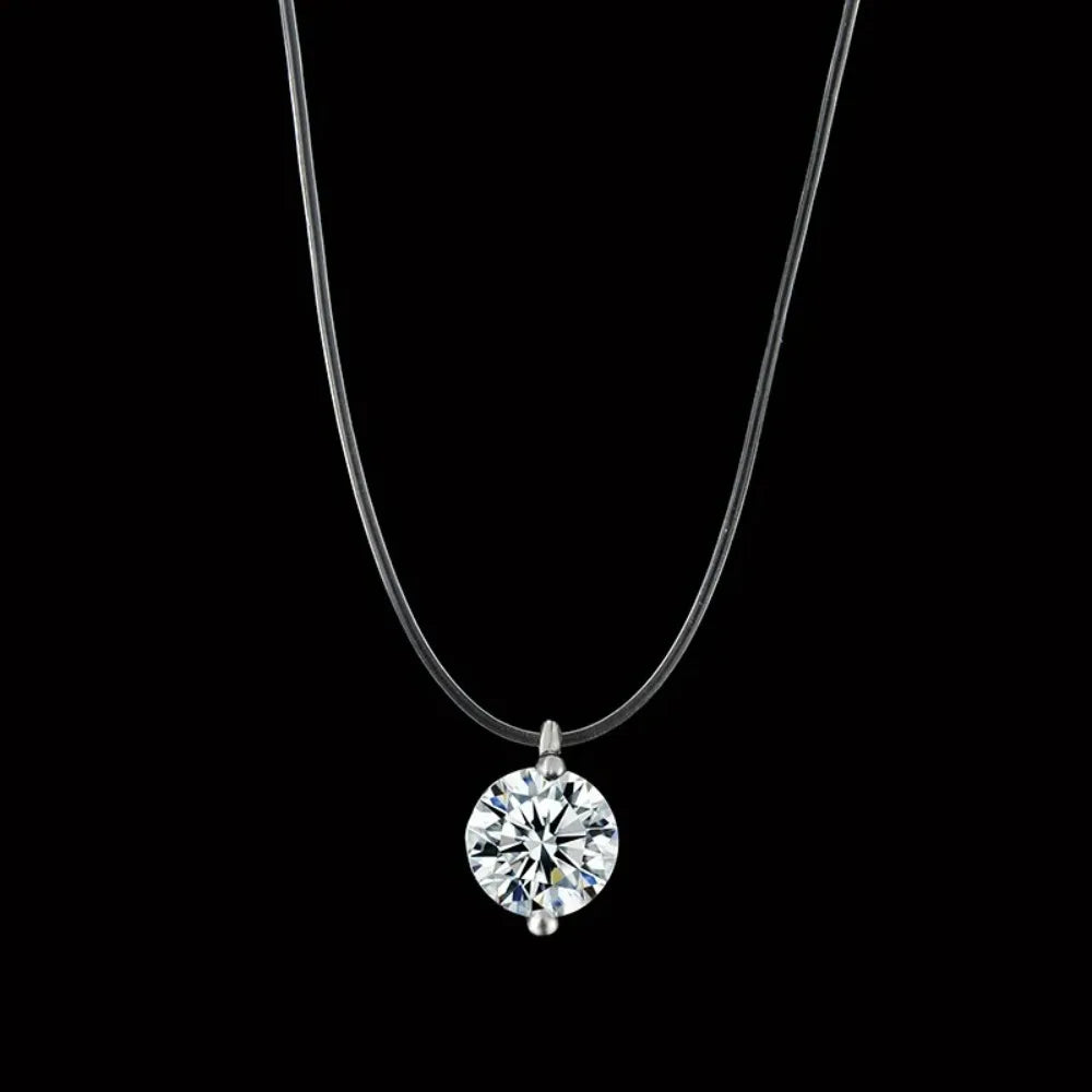 Hot Female Transparent Fishing Line Necklace Silver Color Invisible