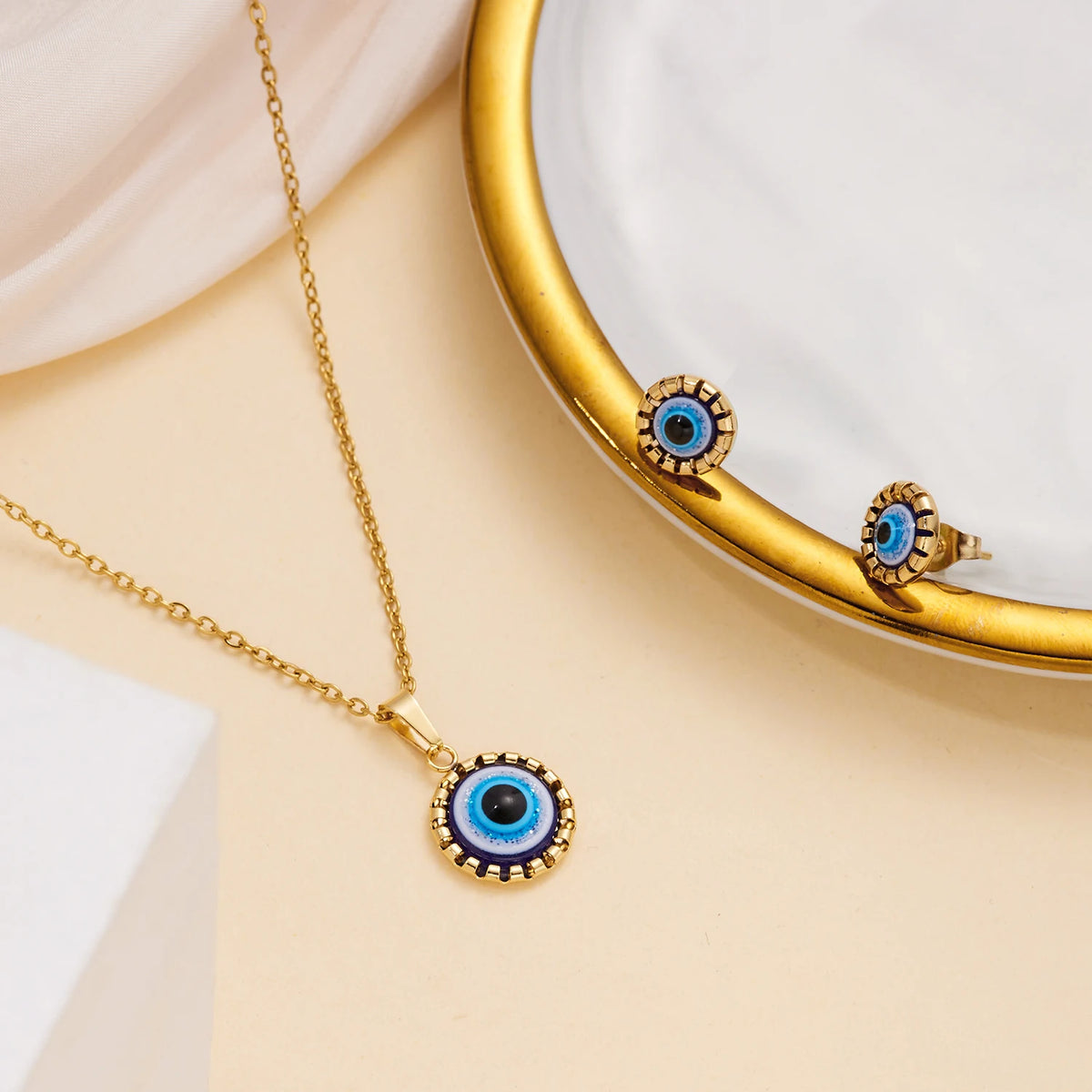 Zircon Evil Eye Necklace for Women Gold Color Choker Chain Turkish