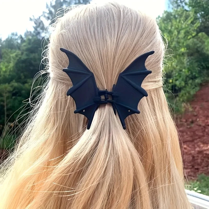 Gothic Bat Hair Clip Halloween Matte Black Gothic Punk-Style Animal