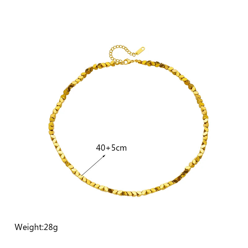 DIEYURO 316L Stainless Steel Gold Color Geometric Overlay Necklace For