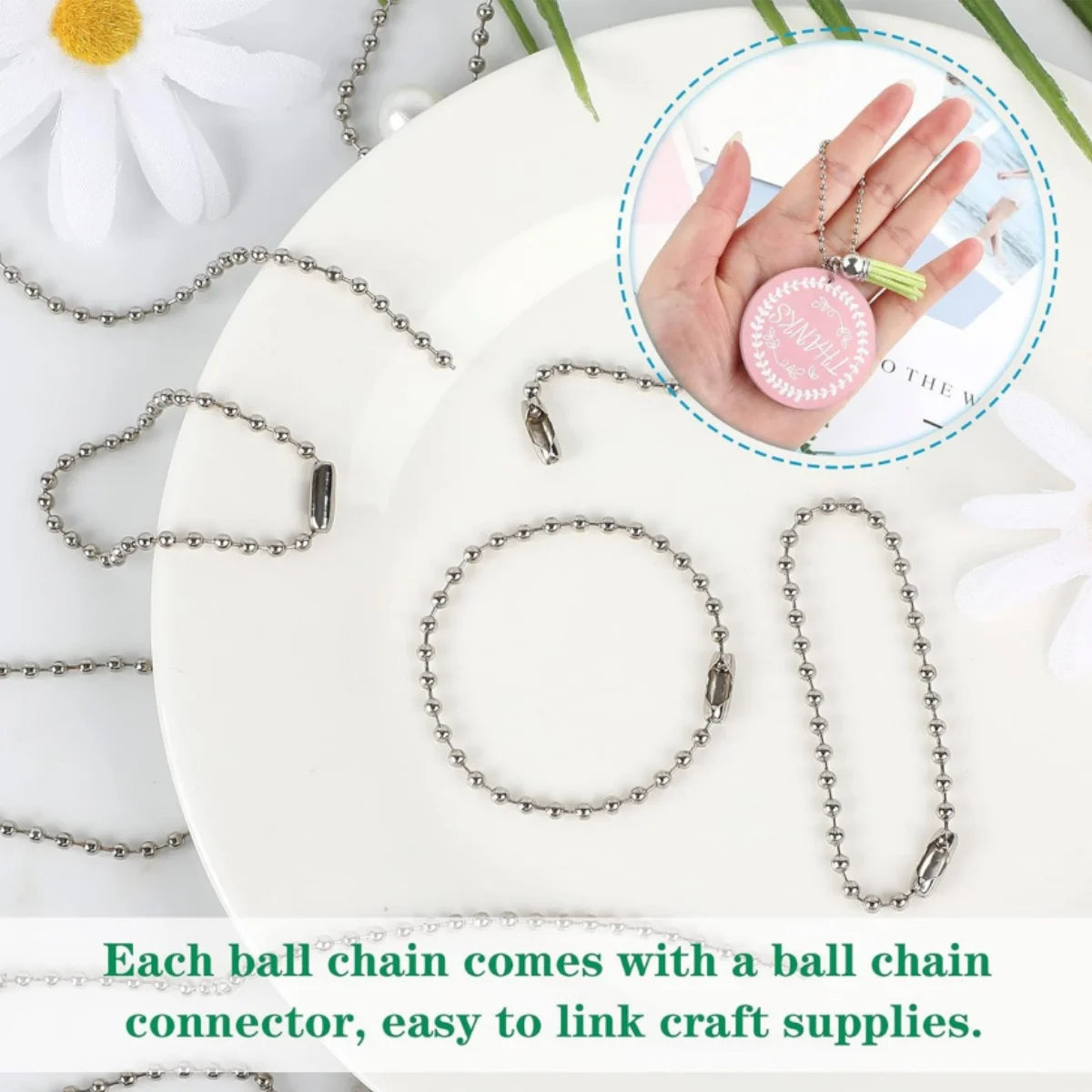100PCS 12cm Bead Chains Fits Key Chain/Dolls/Label Hand Tag Connector