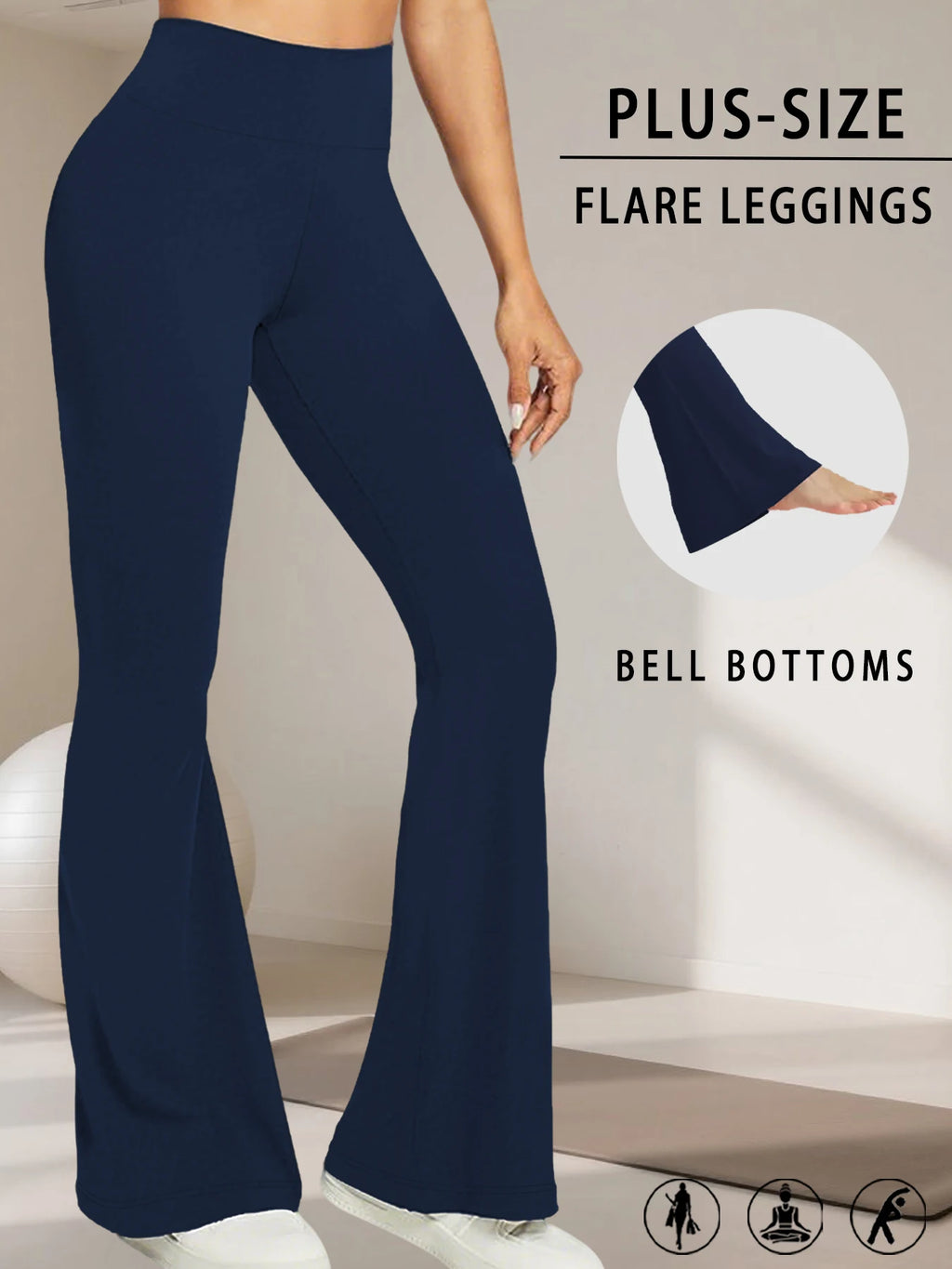 Plus Size Women's Super Soft High Waisted Flare Pants, Leggings Tummy