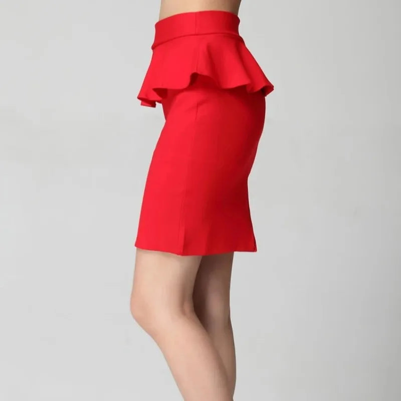 Women Ruffles Slim Stretch High Waist pencil Skirt Plus Size Clothes
