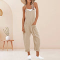 Plus Size Solid Sleeveless V Neck Jumpsuit with Slip Pockets, Casual