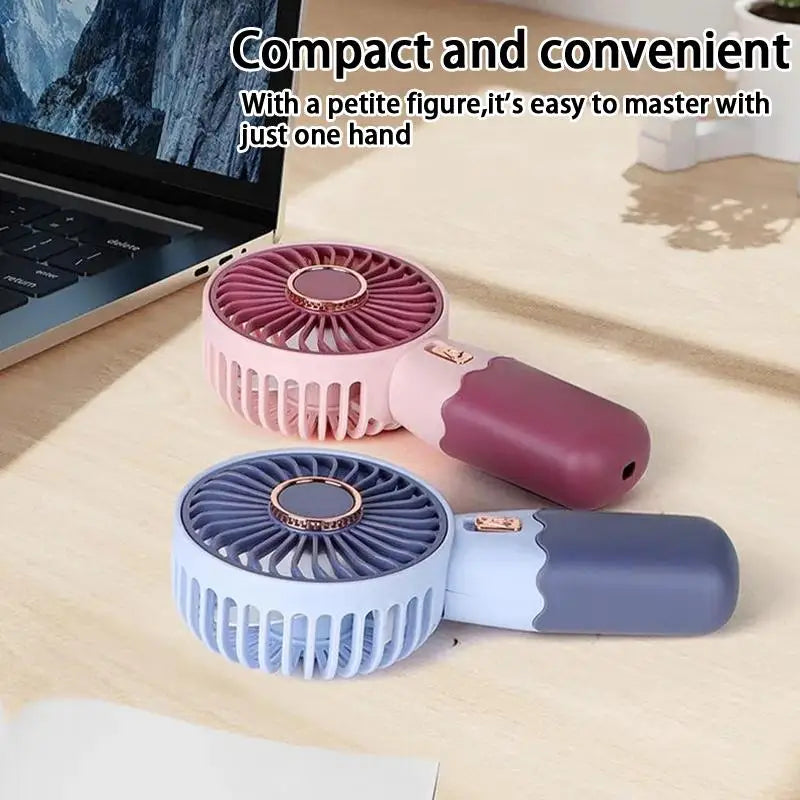 ∶2In1 Mini Electric Fan Outdoor Portable Handheld Usb Rechargeable