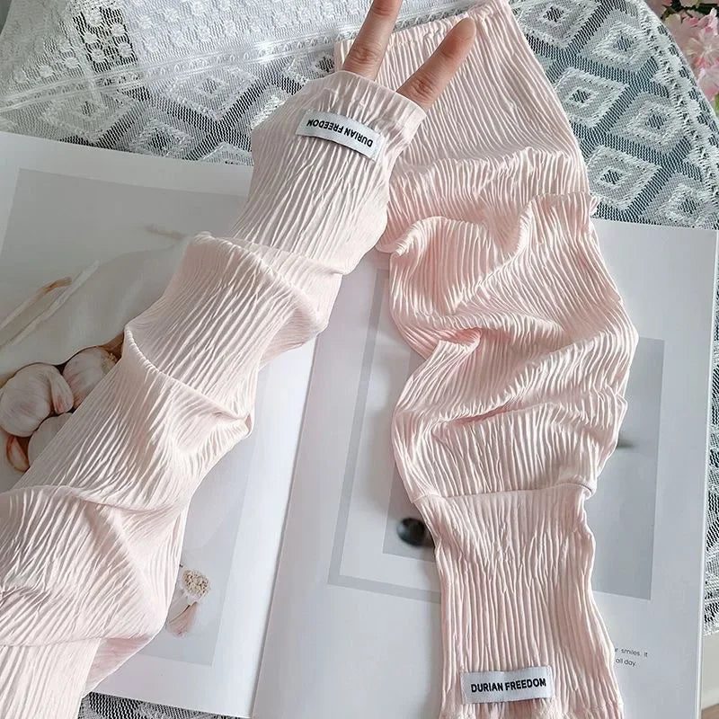 Ice silk sunscreen sleeves, solid color, simple Korean version,