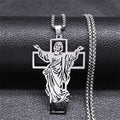 Jesus Cross Stainless Steel Pendant Necklace Gold Color for Women/Men
