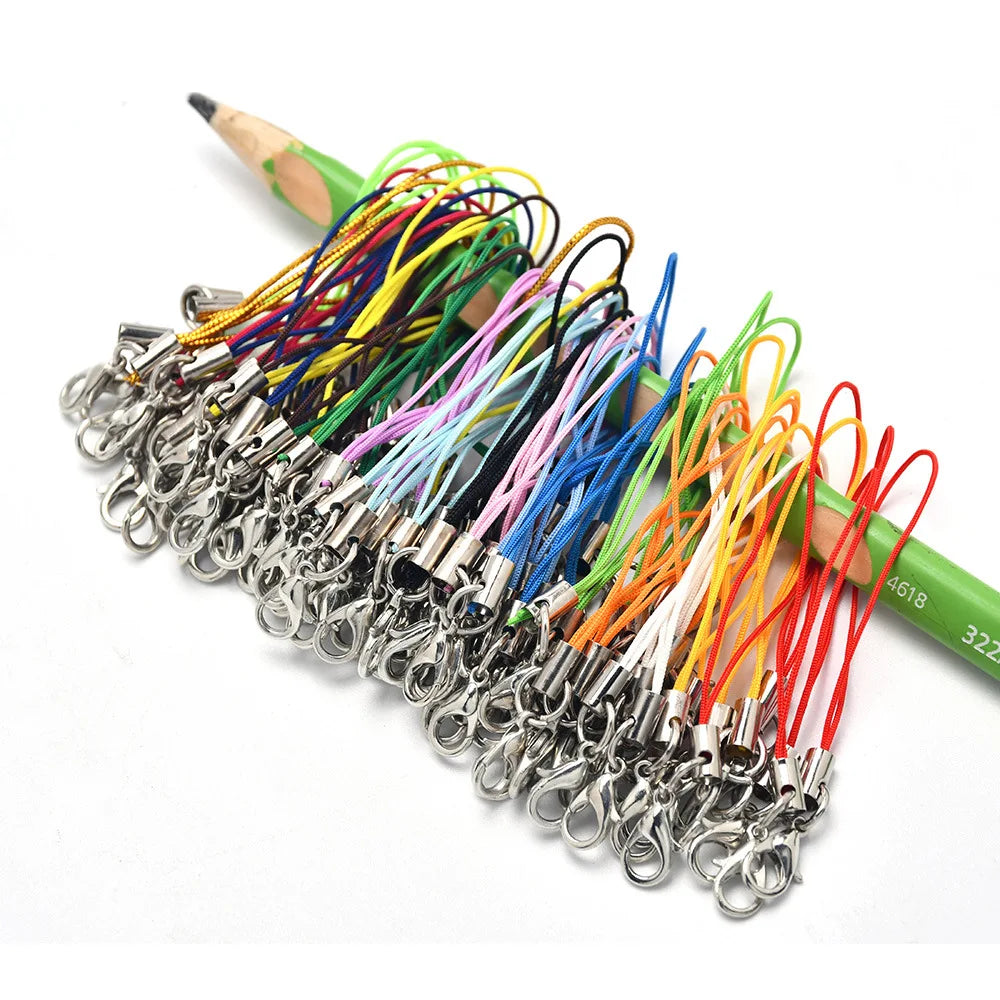50pcs Mix Color Lobster Clasp Cords Strap Charms Lanyard String Wrist
