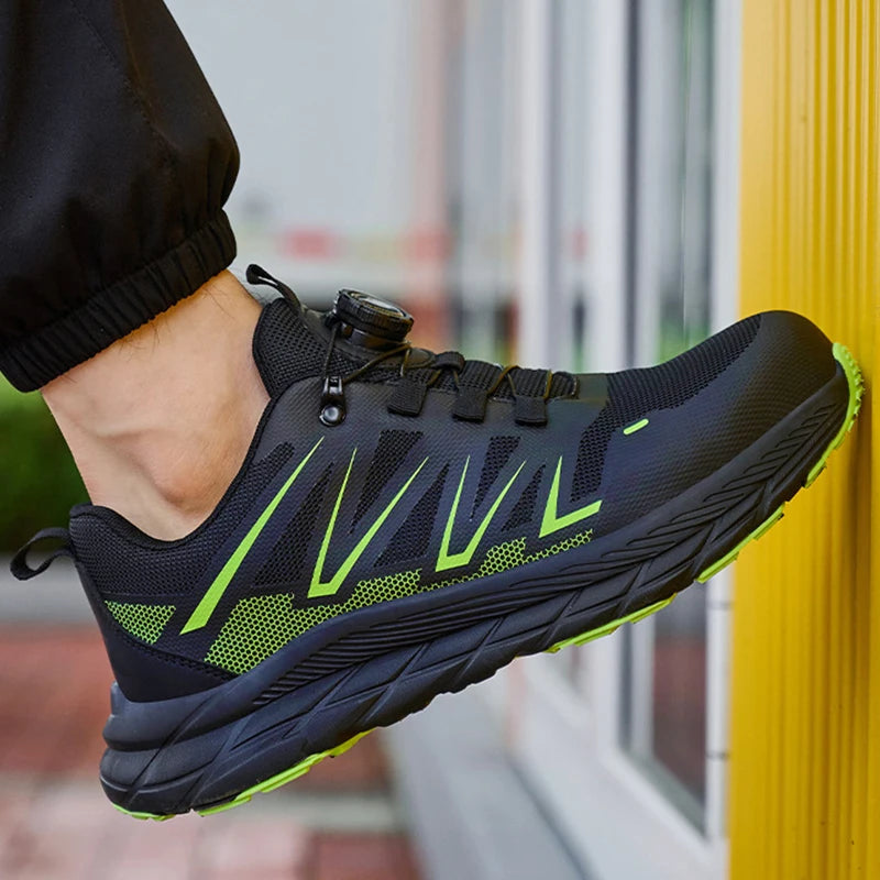 Rotating Button Work Shoes for Men Steel Toe Work Safety Shoes