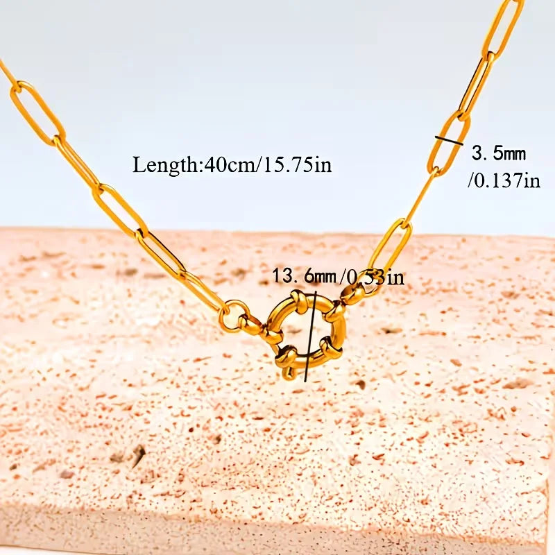 Spring Sailor Clasp Necklace Women Buckle Choker Stainless Steel