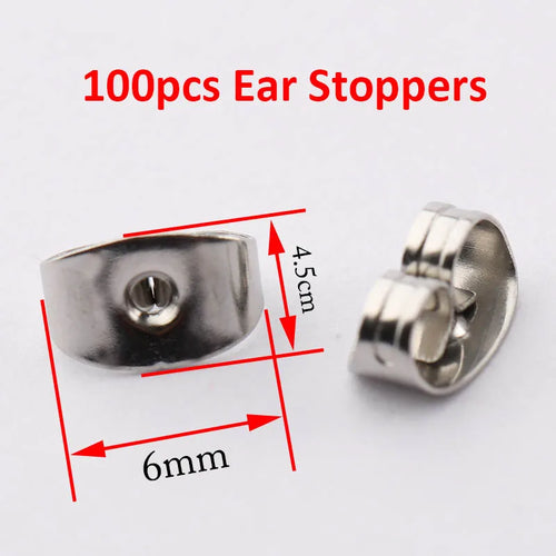 100pcs Gold Stainless Steel 3-8mm Flat Head Stud Earrings DIY Round