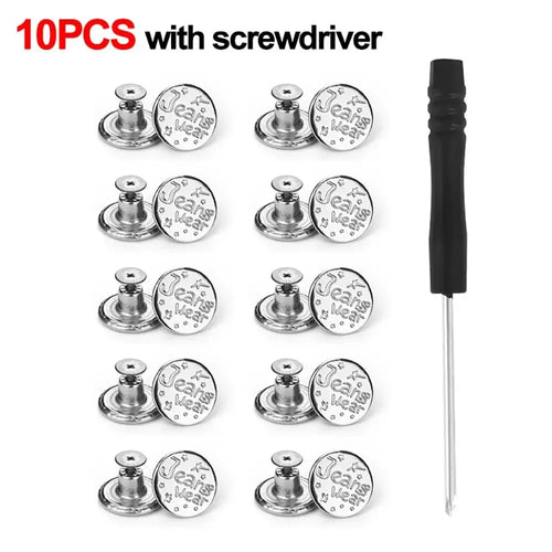 10pcs/Pack 17mm Adjustable Nail-Free Jeans Waist Extender Buttons