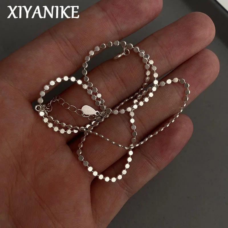 XIYANIKE Simple Round Piece Chain Necklace For Women Girl Luxury