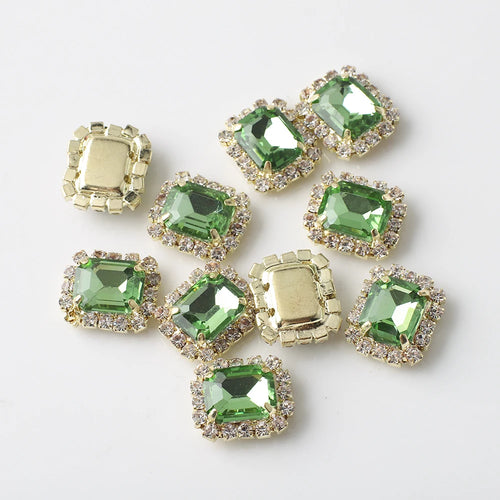 12X14mm 10Pcs Rectangular Diamond Inlaid Four Hole Claw Diamond DIY
