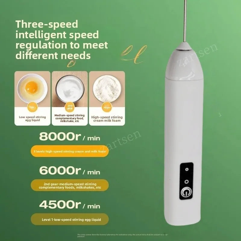 Wireless Milk Frother Electric Type-C Handheld Blender Stainless Steel