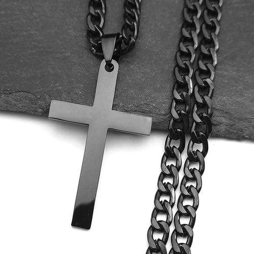 Christian Hip Hop Stainless Steel Jesus Cross Chain Necklace for Women