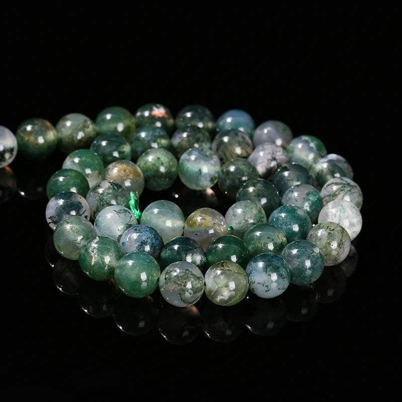 Wholesale Natural Ice Grass Moss Agate Bead Round Loose Spacer Onyx