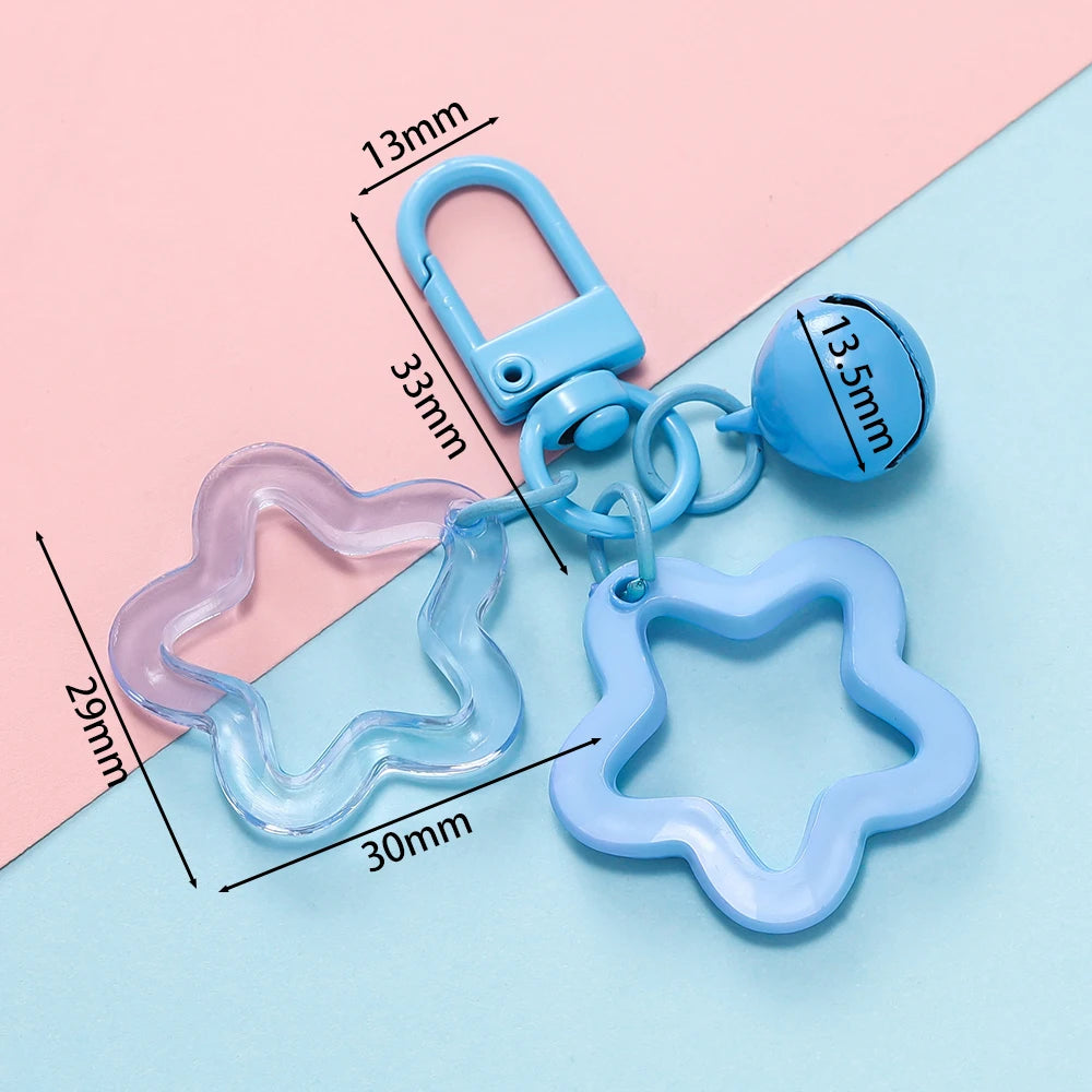 1pc Acrylic Star Keychains with Small Bell Shaped Hollow Pentagram
