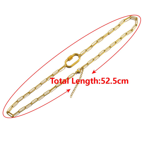 1pc Stainless Steel Heart Oval Spiral Clasp Necklace Semi-finished
