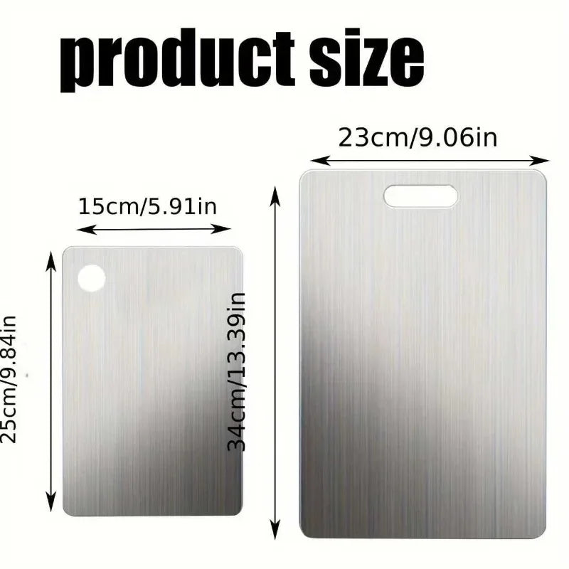 2pcs Stainless Steel Cutting Board Set - Heavy Duty Non-Slip for Meat
