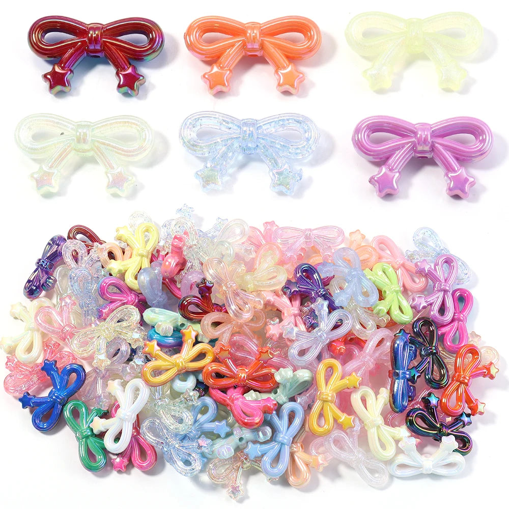 10pcs/lot Colorful Bow Acrylic Beads Sweet Bowknot Charms Loose Spacer