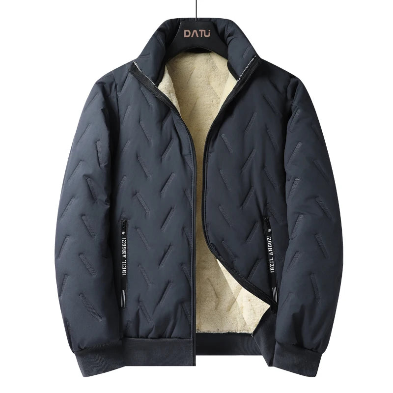 Men Winter Fleece‑Lined Tracksuit, 2‑Piece Casual Running Outdoor Set,