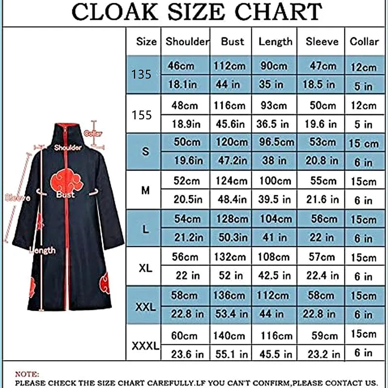 Anime Akatsuki Cosplay Costume Red Cloud Robe with Necklace Headband