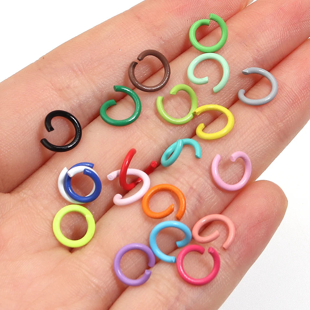 200pcs 8mm Open Jump Rings Colorful Metal Iron Split Single Rings